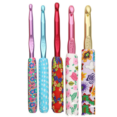 Set de 10 crochets aluminium manche doré souple, vue 1 sur 5