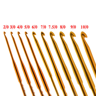 Lot de 10 crochets aluminium double pointe, tailles variées, vue 1 sur 5